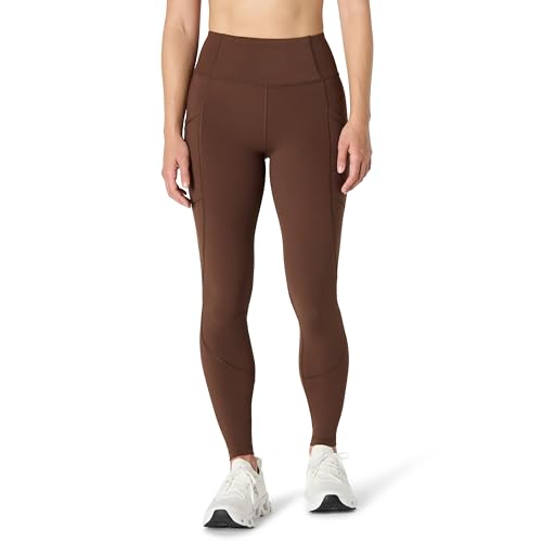 Amazon Essentials Damen Total Train Hohe Taille, Volle Länge, 70cm Beininnenlänge, Leggings mit Taschen, Haselnuss, XS von Amazon Essentials