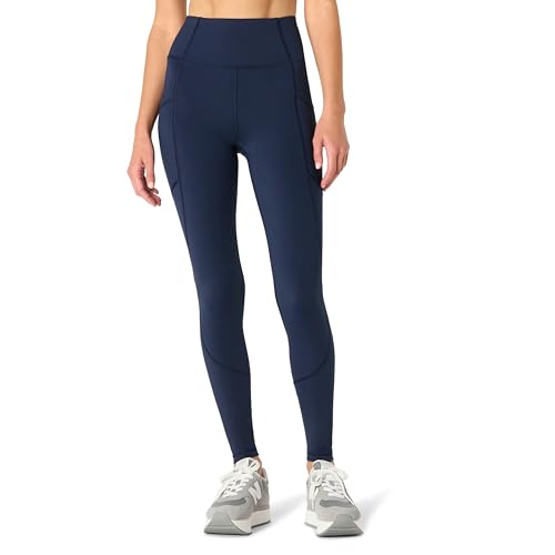 Amazon Essentials Damen Total Train Hohe Taille, Volle Länge, 70cm Beininnenlänge, Leggings mit Taschen, Marineblau, S von Amazon Essentials
