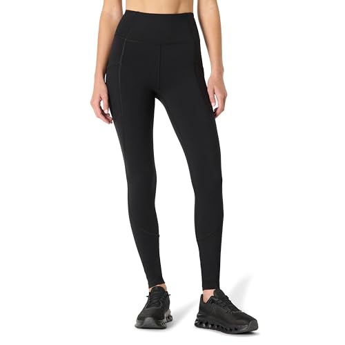 Amazon Essentials Damen Total Train Hohe Taille, Volle Länge, 70cm Beininnenlänge, Leggings mit Taschen, Schwarz, XS von Amazon Essentials