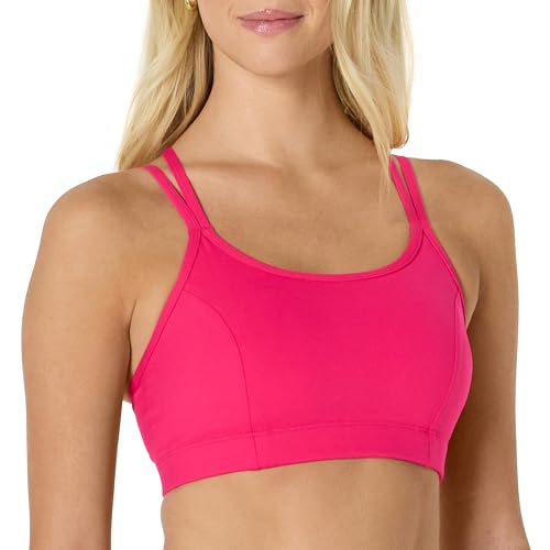 Amazon Essentials Damen Total Train Sport-BH mit Riemen und Leichter Stützfunktion, Intensive Rosa, S von Amazon Essentials