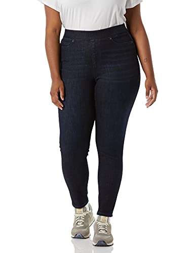 Amazon Essentials Damen Stretch-Schlupf-Jeggings mit mittlerer Leibhöhe-Auslauffarben, Schwarze Spülung, 50 Kurz von Amazon Essentials
