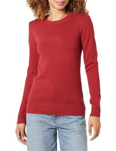 Amazon Essentials Damen Pullover Mit Rundhalsausschnitt Aus 100 % Baumwolle (Erhältlich In Übergröße), Dunkelrot, XXL von Amazon Essentials