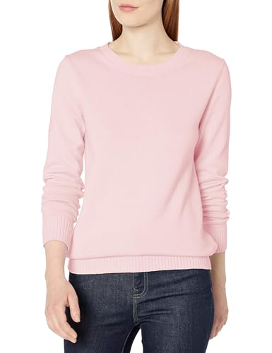 Amazon Essentials Damen Pullover Mit Rundhalsausschnitt Aus 100 % Baumwolle (Erhältlich In Übergröße), Hellrosa, XXL von Amazon Essentials