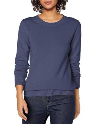 Amazon Essentials Damen Pullover Mit Rundhalsausschnitt Aus 100 % Baumwolle (Erhältlich In Übergröße), Marineblau, L von Amazon Essentials