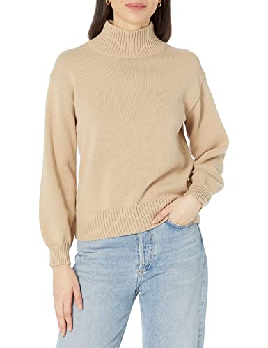 Amazon Essentials Damen Pullover aus Baumwolle mit hohem Stehkragen (erhältlich in Übergröße), Hellbraun, 3XL Große Größen von Amazon Essentials