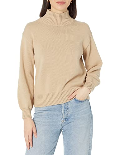 Amazon Essentials Damen Pullover Aus Baumwolle Mit Trichterausschnitt, In Übergrößen Erhältlich, Bräunen, L von Amazon Essentials