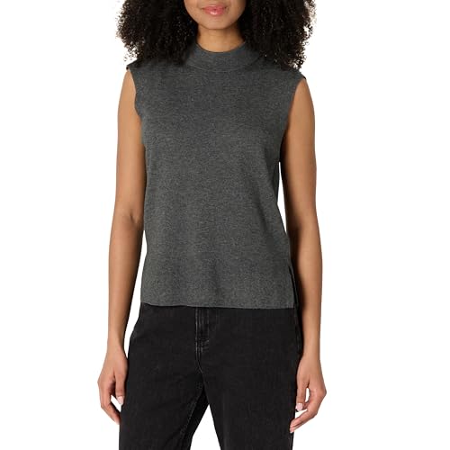Amazon Essentials Damen Pullover in Regular-Fit und Flügelärmeln und Stehkragen, Dunkelgrau Meliert, L von Amazon Essentials