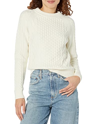 Amazon Essentials Damen Pullover mit Zopfmuster, Eierschalenweiß, S von Amazon Essentials