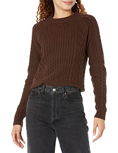 Amazon Essentials Damen Pullover mit Zopfmuster, Espresso, XS von Amazon Essentials