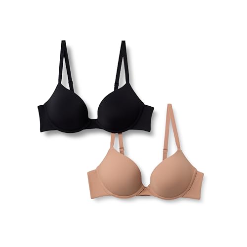 Amazon Essentials Damen Push-Up-BH Mit Rundhalsauschnitt Und Mikrofaserfutter, 2er-Pack, Gewaschene Bronze/Schwarz, 75E Amazon Essentials Damen Push-Up-BH Mit Rundhalsauschnitt Und Mikrofaserfutter, 2er-Pack, Gewaschene Bronze/Schwarz, 75E von Amazon Essentials