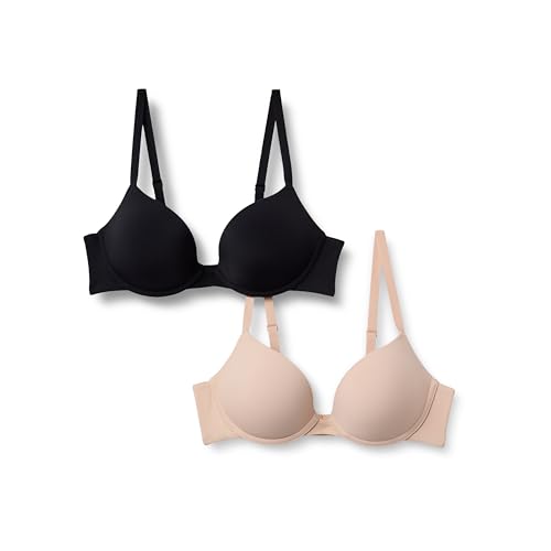 Amazon Essentials Damen Push-Up-BH Mit Rundhalsauschnitt Und Mikrofaserfutter, 2er-Pack, Helles Blütenblatt/Schwarz, 75C Amazon Essentials Damen Push-Up-BH Mit Rundhalsauschnitt Und Mikrofaserfutter, 2er-Pack, Helles Blütenblatt/Schwarz, 75C von Amazon Essentials