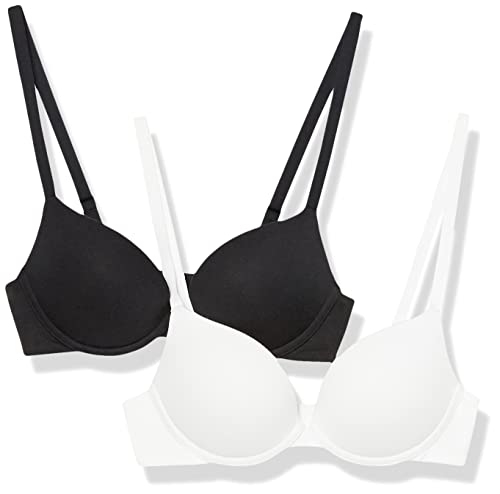 Amazon Essentials Damen Pushup-BH aus Baumwolle, 2er-Pack, Schwarz/Weiß, 70C von Amazon Essentials