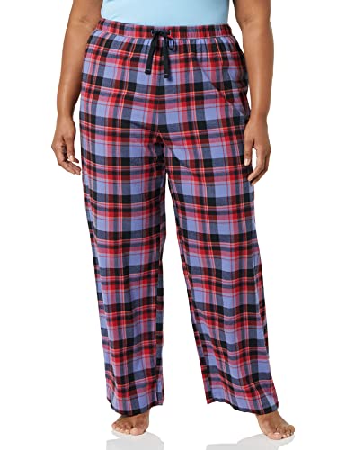 Amazon Essentials Damen Pyjamahose aus Flanell, Blau Gemischter Tartan, XL von Amazon Essentials
