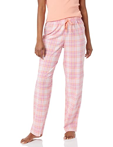 Amazon Essentials Damen Pyjamahose aus Flanell, Hellrosa Pfirsich Karomuster, XS von Amazon Essentials