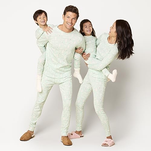 Amazon Essentials Damen Pyjamaset aus Baumwolle, Gute Passform (Erhältlich in Übergröße), Minzgrün Waldtiere, 4XL Große Größen von Amazon Essentials