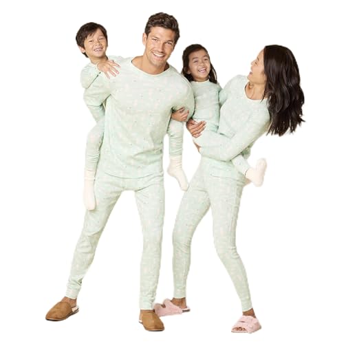 Amazon Essentials Damen Pyjamaset aus Baumwolle, Gute Passform (Erhältlich in Übergröße), Minzgrün Waldtiere, S von Amazon Essentials