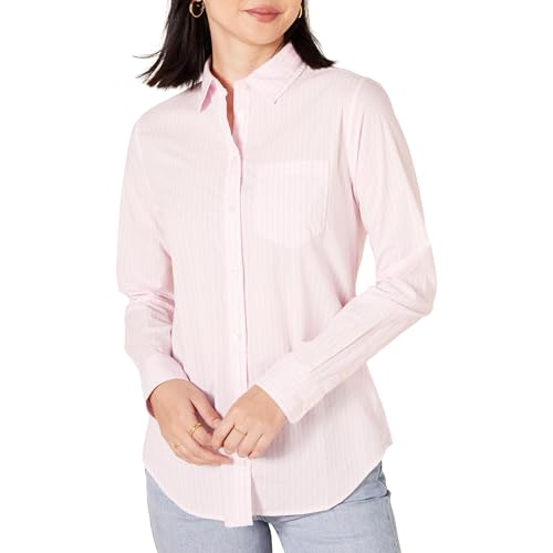 Amazon Essentials Damen Regular-Fit Langarm-Button-Down-Popeline-Hemd, Rosa Streifen, XXL Amazon Essentials Damen Regular-Fit Langarm-Button-Down-Popeline-Hemd, Rosa Streifen, XXL von Amazon Essentials
