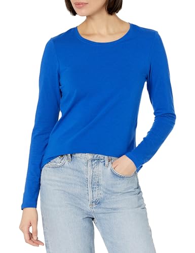 Amazon Essentials Damen Regular-Fit Langarm-T-Shirt Rundhalsausschnitt (In Übergröße Erhältlich), Kräftiges Blau, XL von Amazon Essentials