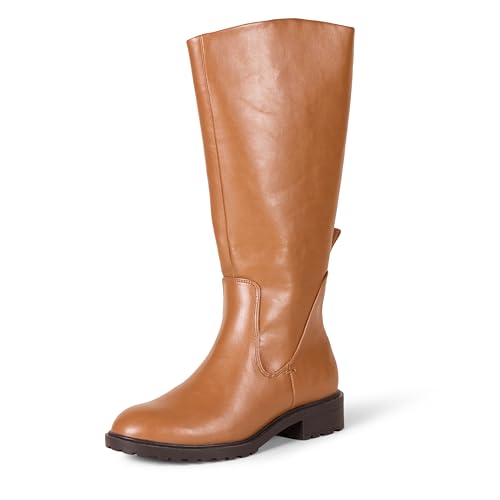 Amazon Essentials Damen Reitstiefel, Schwarz Dunkles Karamell Kunstleder, 37 EU Weit von Amazon Essentials