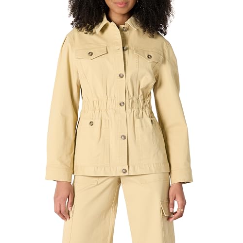 Amazon Essentials Damen Relaxed-Fit-Jacke aus Mittelschwerem Baumwolltwill mit Überschnittenen Schultern, Bräunen, M von Amazon Essentials