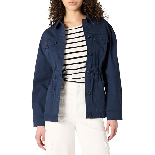 Amazon Essentials Damen Relaxed-Fit-Jacke aus Mittelschwerem Baumwolltwill mit Überschnittenen Schultern, Marineblau, M von Amazon Essentials