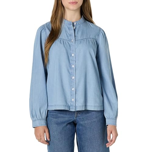 Amazon Essentials Damen Relaxed-Fit Langärmlige Jeansbluse Chambray, Helles Eisblau, XL von Amazon Essentials