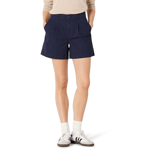 Amazon Essentials Damen Relaxed-Fit-Shorts mit hoher Taille und elastischem Rückenteil, Marineblau, 38 von Amazon Essentials