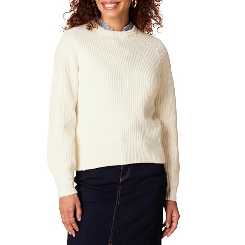 Amazon Essentials Damen Rippstrick-Pullover mit Rundhalsausschnitt, Eierschalenweiß, XL von Amazon Essentials
