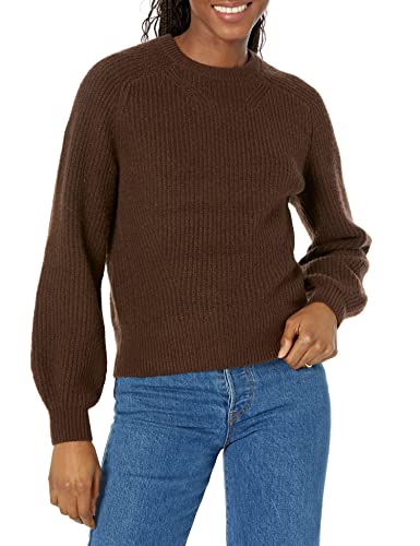 Amazon Essentials Damen Rippstrick-Pullover mit Rundhalsausschnitt, Espresso, L von Amazon Essentials