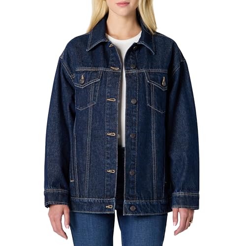 Amazon Essentials Damen Robuste Trucker-Jacke Denim In Übergröße, Dunkle Mitternacht, XL von Amazon Essentials