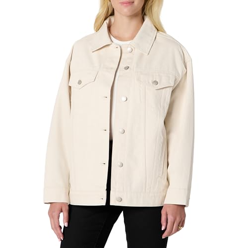 Amazon Essentials Damen Robuste Trucker-Jacke Denim In Übergröße, Ecru, M von Amazon Essentials