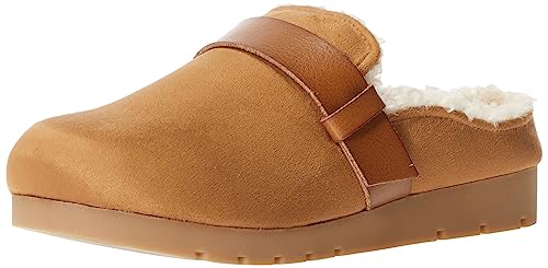 Amazon Essentials Damen Rückenfreie Pantolette Aus Lammfell Mit Memory-Schaum, Tan Suede, 37 EU von Amazon Essentials