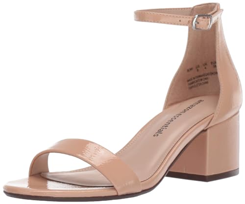 Amazon Essentials Damen Sandale mit Absatz und Zwei Riemchen, Beige, 39.5 EU Weit von Amazon Essentials