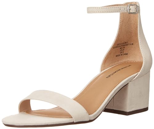 Amazon Essentials Damen Sandale mit Absatz und Zwei Riemchen, Elfenbein, 45 EU von Amazon Essentials