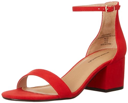 Amazon Essentials Damen Sandale mit Absatz und Zwei Riemchen, Kräftiges Mohnrot, 44.5 EU von Amazon Essentials
