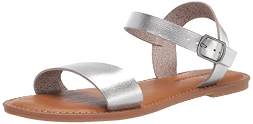 Amazon Essentials Damen Sandale mit Zwei Riemen und Schnalle, Silber, 39.5 EU von Amazon Essentials