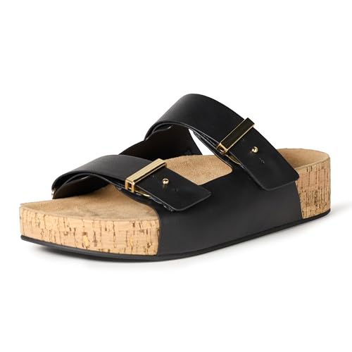Amazon Essentials Damen Sandalen aus Kork, Schwarz, 41.5 EU von Amazon Essentials