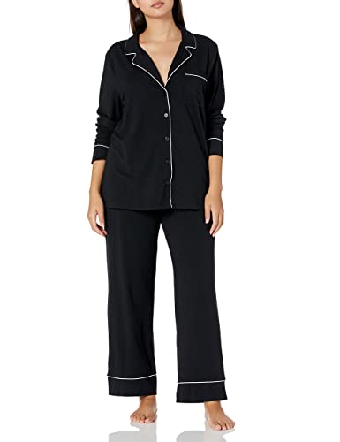 Amazon Essentials Damen Schlafanzug-Set Baumwollmodal Langärmliges Hemd Und Lange Hose (Erhältlich In Übergröße), Schwarz, S von Amazon Essentials