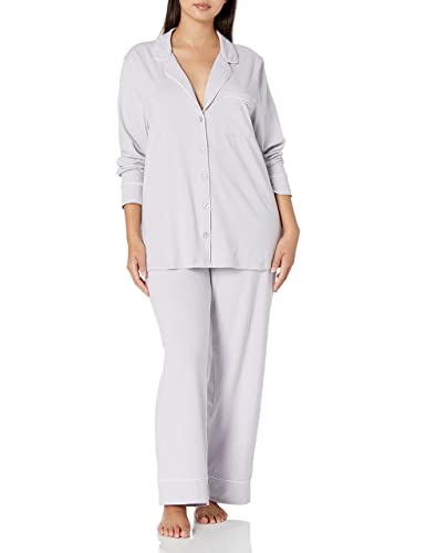 Amazon Essentials Damen Schlafanzug-Set Baumwollmodal langärmliges Hemd und Lange Hose, Lila, XL von Amazon Essentials