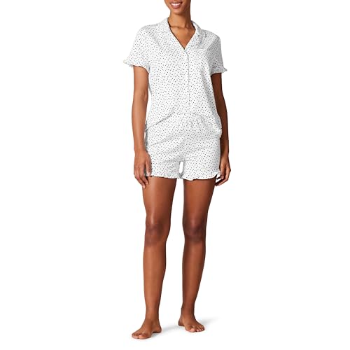 Amazon Essentials Damen Pyjama-Set Aus Baumwollmodal Mit Paspelierung Und Gekerbtem Kragen, Bequeme Loungewear (In Übergröße Erhältlich), Weiß Punktemuster, XXL Amazon Essentials Damen Pyjama-Set Aus Baumwollmodal Mit Paspelierung Und Gekerbtem Kragen, Bequeme Loungewear (In Übergröße Erhältlich), Weiß Punktemuster, XXL von Amazon Essentials