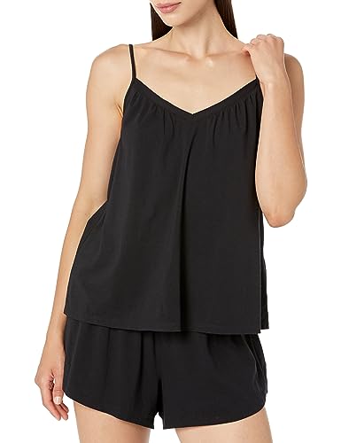 Amazon Essentials Damen Schlafanzug aus Jersey-Strick mit Trägerhemdchen und Shorts, Schwarz, L von Amazon Essentials