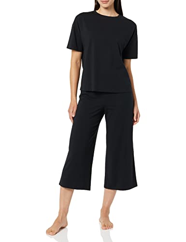 Amazon Essentials Damen Schlafanzug aus Strickjersey (in Übergröße erhältlich), Schwarz, XXS von Amazon Essentials
