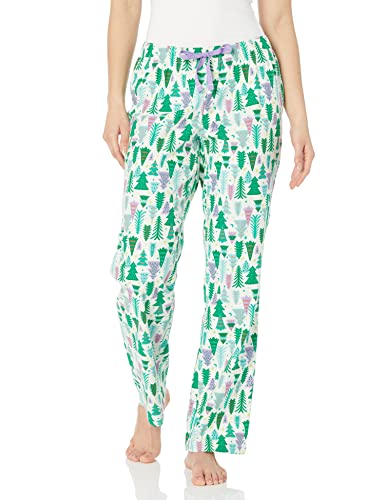 Amazon Essentials Damen Pyjamahose aus Flanell, Ecru Weihnachtsbaum, XXL von Amazon Essentials