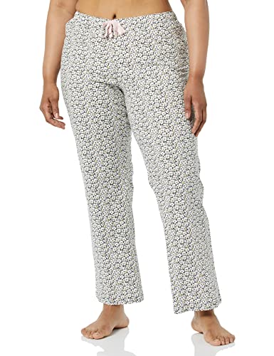 Amazon Essentials Damen Schlafanzughose aus Popeline, Weiß Floral, XL von Amazon Essentials