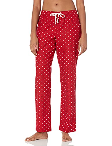 Amazon Essentials Damen Pyjamahose aus Flanell, Rot Weiß Punkte, XS von Amazon Essentials