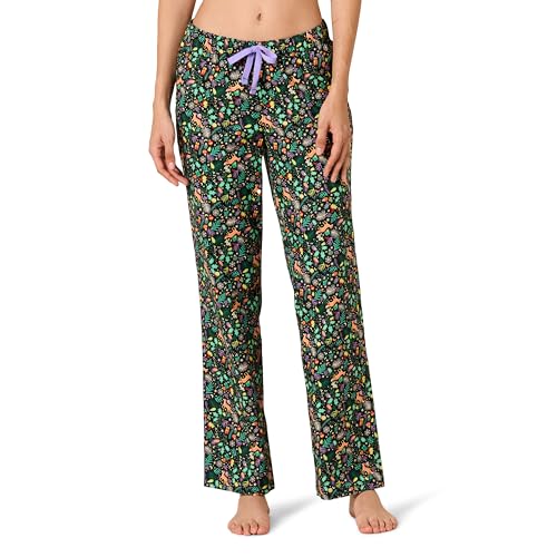 Amazon Essentials Damen Pyjamahose aus Flanell - Auslauffarben, Schwarz Folklorisch, XXS von Amazon Essentials