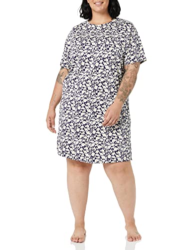 Amazon Essentials Damen Schlafshirt aus Strickjersey (in Übergröße erhältlich), Marineblau Silhouette mit Blumen, S von Amazon Essentials