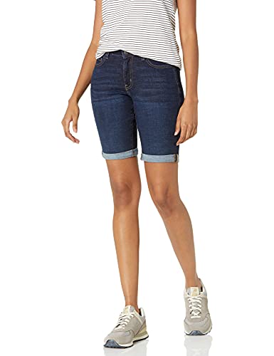 Amazon Essentials Damen Schmal geschnittene 23-cm-Bermudashorts aus Denim, Dunkle Waschung, 40-42 von Amazon Essentials