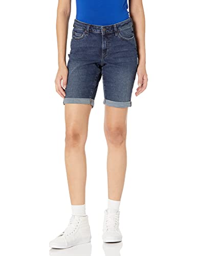 Amazon Essentials Damen Schmal geschnittene 23-cm-Bermudashorts aus Denim, Dunkles Jeansblau, 44 von Amazon Essentials