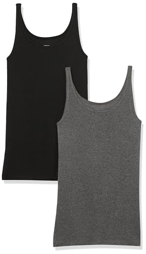 Amazon Essentials Damen Schmal geschnittenes Tanktop mit dünnem Trägern, 2er-Pack, Dunkelgrau Meliert/Schwarz, XS Amazon Essentials Damen Schmal geschnittenes Tanktop mit dünnem Trägern, 2er-Pack, Dunkelgrau Meliert/Schwarz, XS von Amazon Essentials